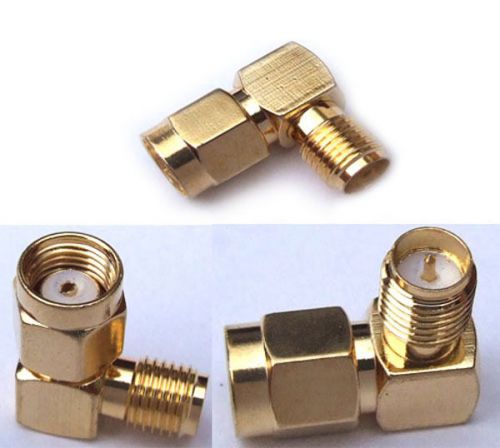 50pcs rp-sma male plug to rp-sma female jack right angle 90 degree rf connector for sale