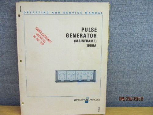 Agilent/HP 1900A Pulse Generator Mainframe Service Manual/schematics SN 1148A