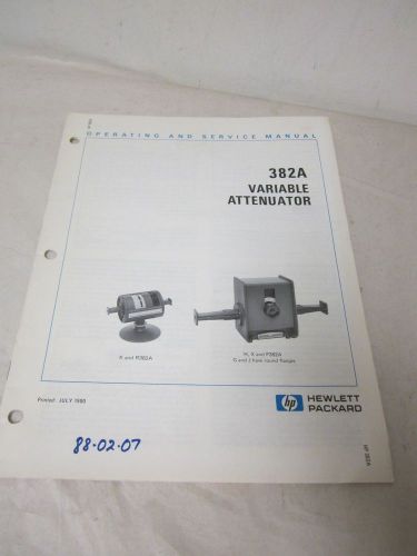 HEWLETT PACKARD 382A VARIABLE ATTENUATOR OPERATING AND SERVICE MANUAL (A85)