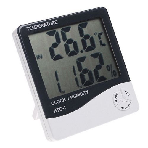 Digital LCD Display Temperature Humidity Meter Hygrometer Clock Calendar HTC-1