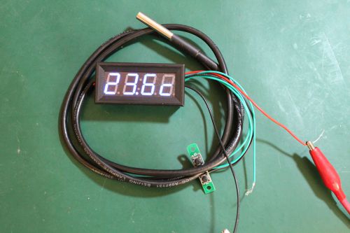 Us seller-- blue led digital probe thermometer clock/voltmeter volt panel meter for sale