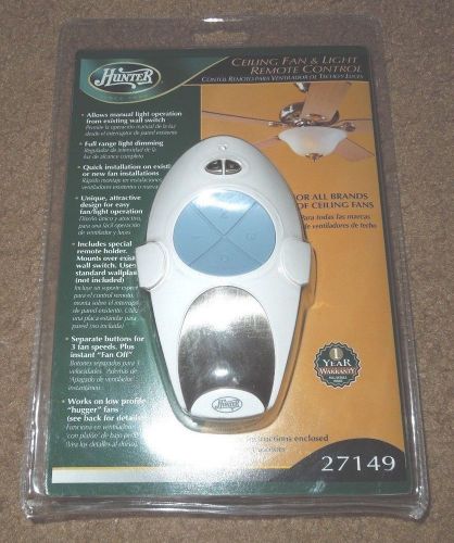 Hunter 27149 Ceiling Fan and Light Universal Remote Control