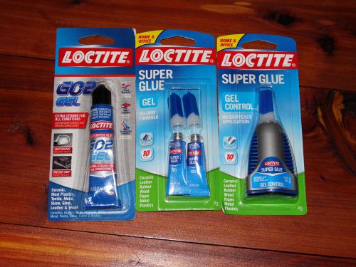 3 Loctite GO2 Gel, Super Glue Gel &amp; Super Glue Gel Control Sealed Packs FS!!!!!!