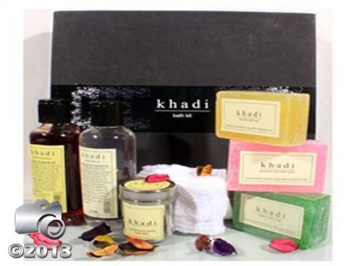 KHADI HERBAL COMPLETE BATH CARE - SOAP, ALMOND OIL  &amp; SHAMPOO 100% NATURAL