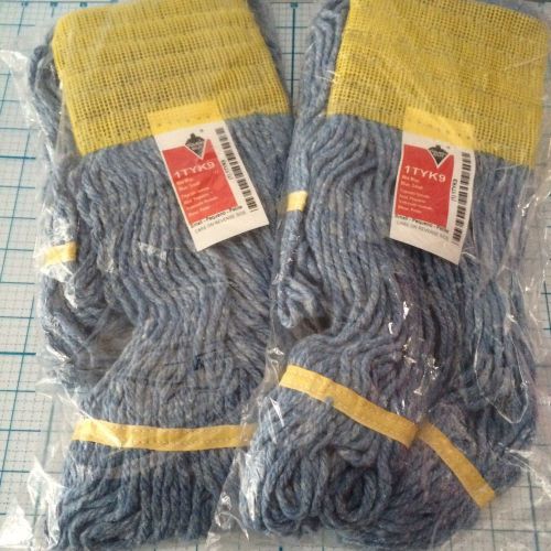 NEW SET OF 2 TOUGH GUY WET MOP BLUE SMALL - 1TYK9 - COTTON - 15&#034; - REPLACEMENT