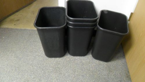 4 Rubber   Plastic Waste Basket Trash Garbage Can Bin Container BLACK 7.5 gal