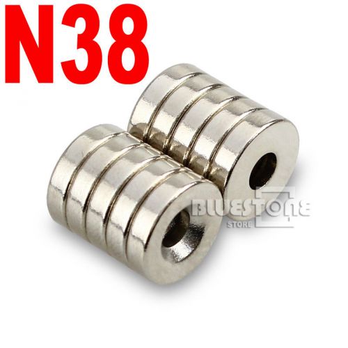 10pcs N38 Round 12 x 3mm 1/2&#034; x 1/8&#034; Hole 3mm Magnets Dsic Rare Earth Neodymium