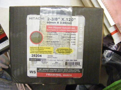 Hitachi 2-3/8&#034;-28°-Offset Round Head-Hot Dip Galv-Wire Collated-2000ct-Framing