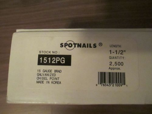 Box of new 15 gauge straight 1 1/2&#034; finish nails spotnails 1512pg duofast -z11 for sale