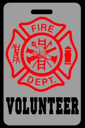 Lo-viz gray volunteer firefighter luggage/gear bag tag - free personalization for sale