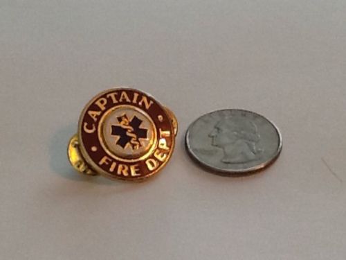 Captain Star Of Life Fire Dept Red And Gold Collar Pin