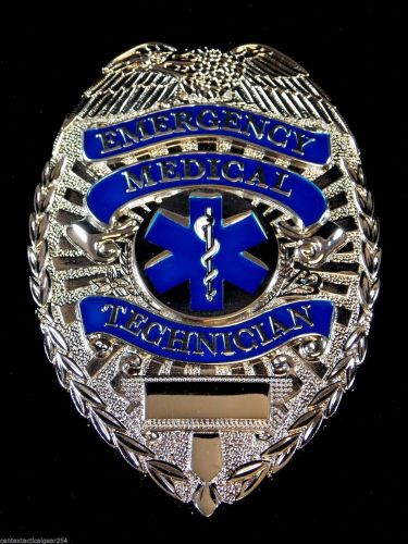 Emt badge emergency medical technician full size silver blue star of life logo for sale
