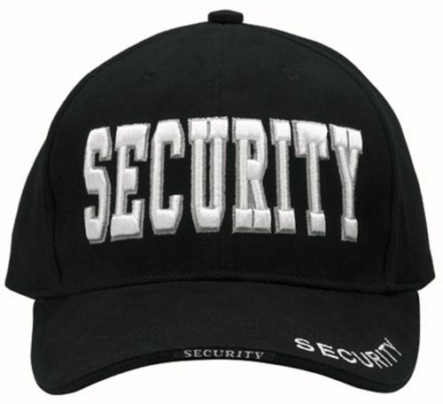 Deluxe low profile cap blk - &#039;&#039;security&#039;&#039; embroidered for sale