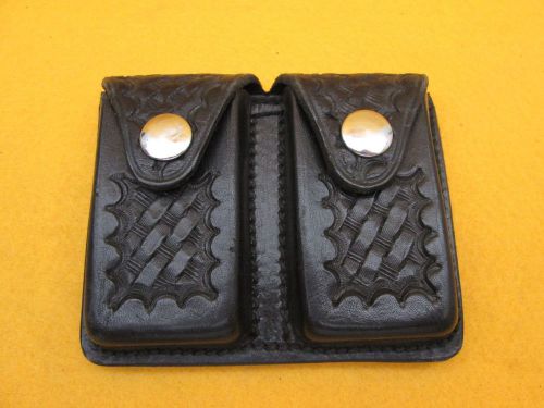 Safety Speed Holster for Dual Magazine Case Holder Pouch, Leather Basketweave