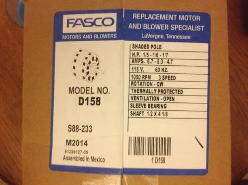 Fasco Blower Motor Heating and Ventilation D158 S88-233 HVAC NEW!
