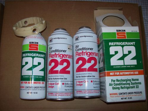 Lot of 3 sercon and interdynamics r22 refrigerant, 15oz.  very good condition! for sale