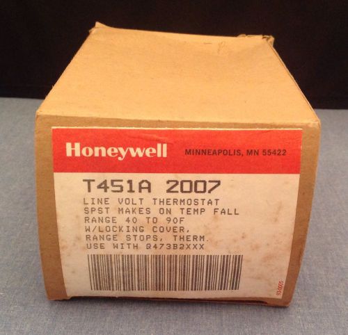 Honeywell line volt thermostat #t451a 2007 - spst, range 40 - 90f -  new  o/s for sale