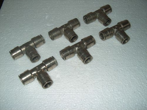 LOT OF 6 PLATED BRASS 12mm PUSH T FITTINGS *NEW*