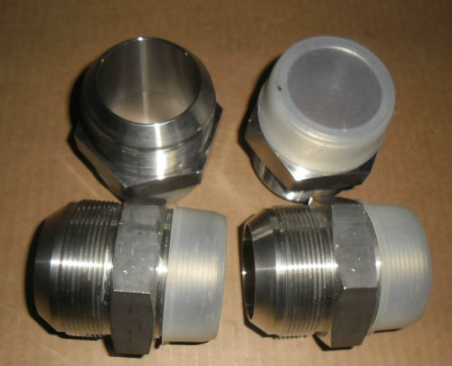Lot of 4 stainless steel adapters -32 jic &amp; 2&#034; npt ss-2404-32-32 for sale