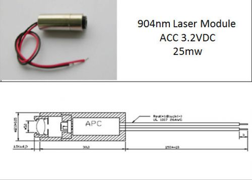904nm 905nm 25mw laser module 3.2vdc w/ adj.  lens for sale