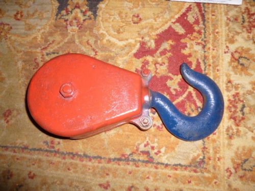 AUTO CRANE 2 PULLEY CABLE HOIST BLOCK WITH HOOK  MAYBE 8 TON RATING