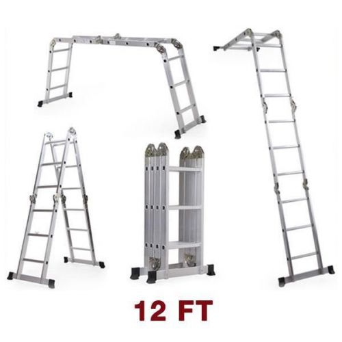 12 FT Multi Purpose Combination Folding Aluminum Scaffold Extension Step Ladder