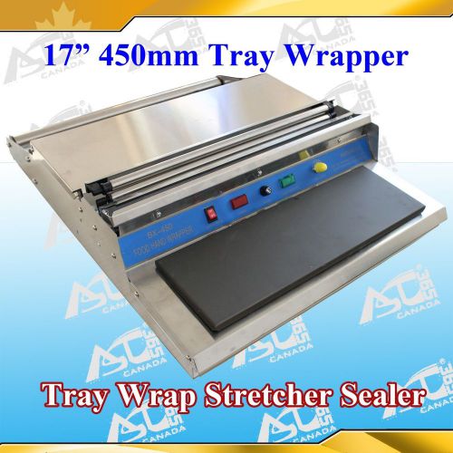 NEW Food Tray Wrapper Stretcher 110V 17&#034; 450mm Film Wrap Sealer Sealing Pallet
