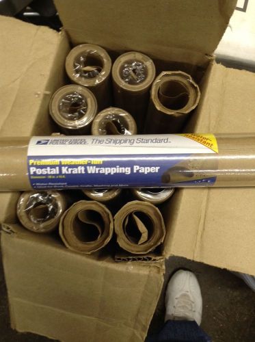 30&#034; x 15&#039; postal kraft wrapping paper, 12 rolls