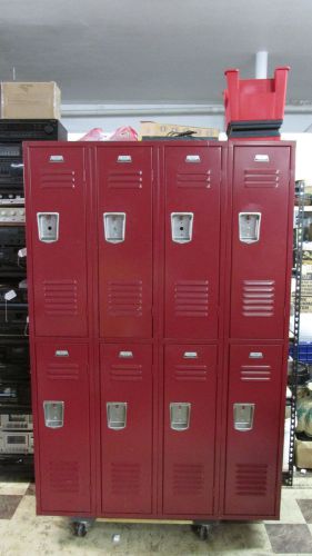 Used section of 8 red penco products school lockers #121-128 ~ 48x72x18 for sale