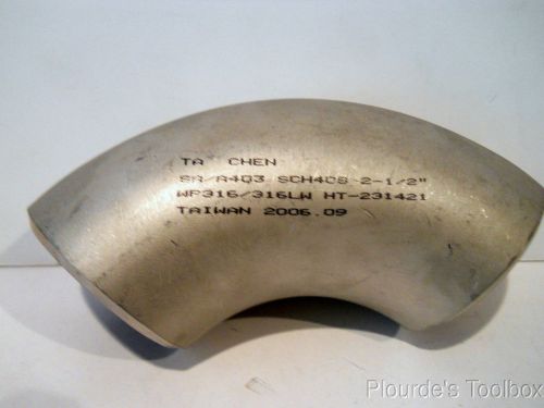 New Ta Chen 316 Stainless Steel 2-1/2&#034; Butt Weld 90° Elbow Fitting, Schedule 40