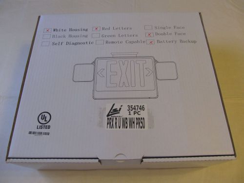 LSI INDUSTRIES RED EXIT SIGN DOUBLE FACE BATTERY BACKUP #354716 NIB