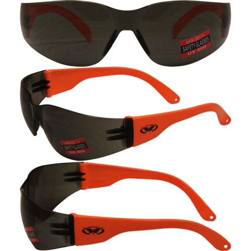 Globalvision rider safety riding glasses neon orange frame smoke lens z87.1 for sale