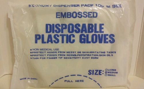 100 EMBOSSED DISPOSABLE PLASTIC Med GLOVES Protect Hands, Food Service Catering