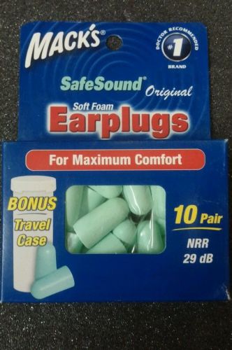 Macks original safesound® soft foam earplugs_extreme blocker_10 pair &amp; case for sale