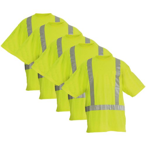 ANSI Class 2 Reflective Visibility Safety Polyester T-Shirt, 3X-Large, 5-Pack