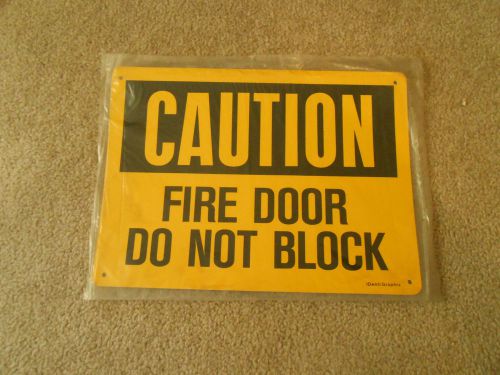 Caution fire door sign warning industrial man cave garage