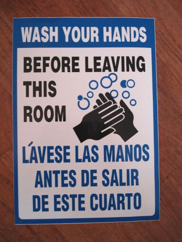 WASH YOUR HANDS / LAVESE LAS MANOS - Bilingual Self Adhesive Safety Sign