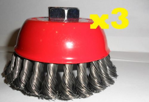 X3 Knotted Angle Grinder Cup Wheel 3&#039;&#039; for 5/8&#039;&#039; arbor
