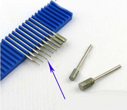 30 x Diamond coated 1.5MM CYLINDRICAL cylinder rotary drill bit burr burrs point