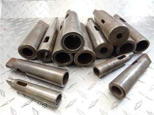 Lot of 13 hss morse taper shank sleeves with 2mt to 5mt morse cleveland for sale