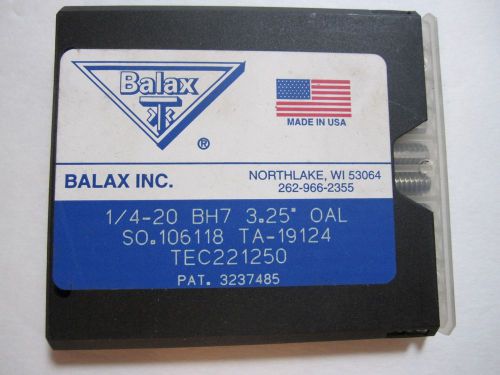 BALAX 1/4-20 BH7 3.25&#034; OAL THREAD FORMING TAPS