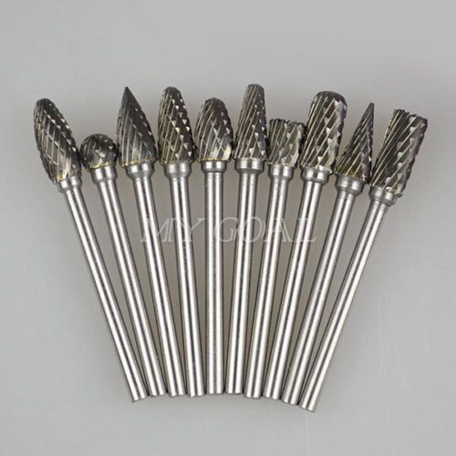 10x 1/8&#034; tungsten carbide burr 3mm rotary cutter files set cnc engraving ced 6mm for sale