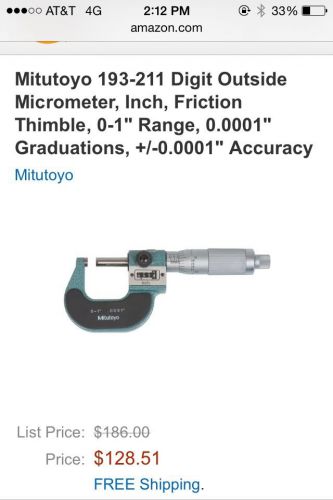 MITUTOYO 0-1 Inch MICROMETER w/ CASE - 001 Inch GRADUATIONS - CARBIDE FACES