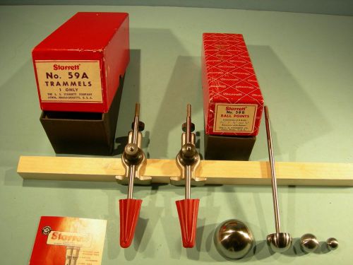 Starrett no.59a trammels &amp; no.59b ball points with holder quality layout tools for sale