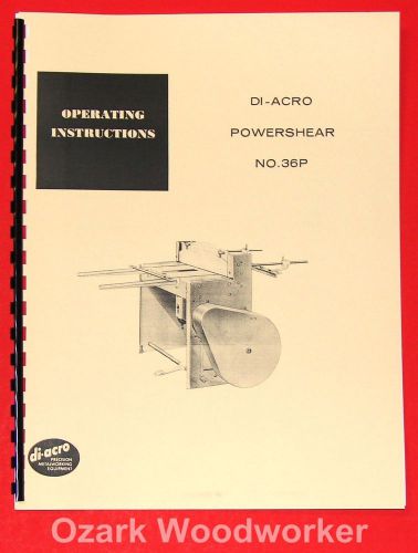 Di-acro powershear no. 36p operating instructions part manual 0997 for sale