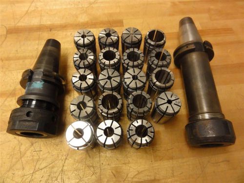 (2) cat40 100tg collet holders  (19) assorted tg100 collets, cnc (sg10) 1/8&#034;-1&#034; for sale