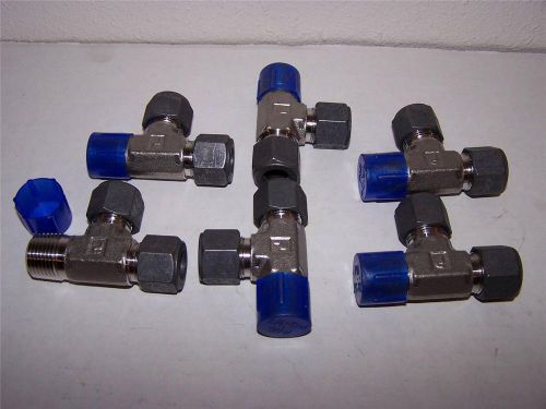 Parker 8-8-8-rbz-ss male tee run 1/2&#034; tube  x 1/2&#034; npt ss  new lot of 6 for sale
