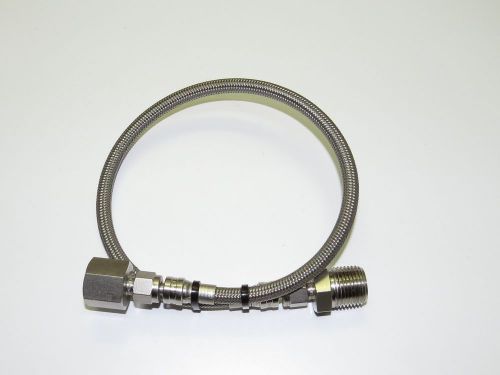 Swagelok 1/4&#034; 316 SS Braided PTFE Hose 24&#034; with 3/8&#034; FNPT &amp; 1/2&#034; MNPT Connectors