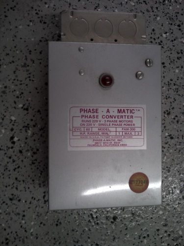 Phase-A-Matic Static Phase Converter Horse Power 1-3 PAM-300