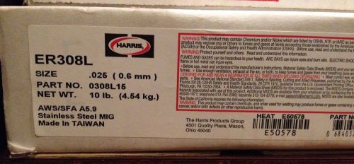 Harris 308L Stainless Steel Solid MIG Wire .025 10 lb. ER308L 0308L15 NEW IN BOX